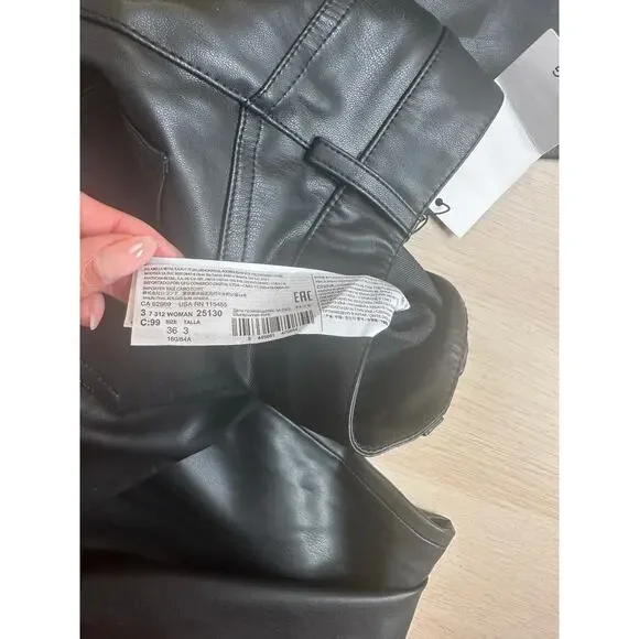 Mango Black Straight Leather Pants - Size 4 - NEW
